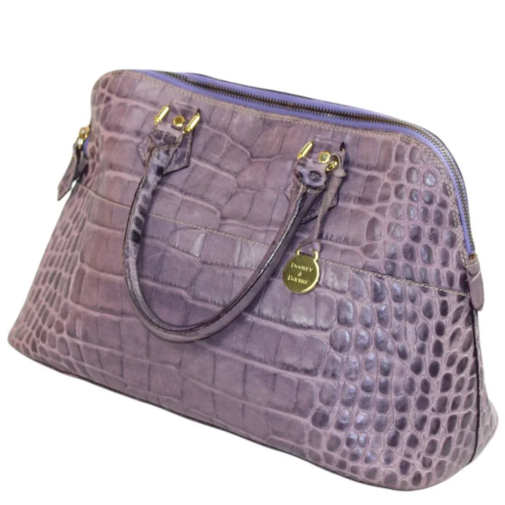 Dooney & Bourke Alto Wisteria Croc Embossed Leather Domed Bowler Satchel - Picture 4 of 11